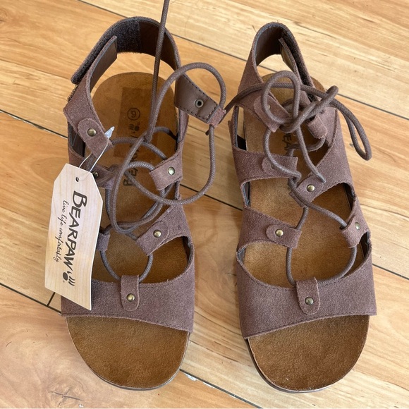 NEW Bearpaw Women's Jodie 6 M Suede Gladiator Sandals brown Ortho Arch Support - Picture 1 of 5